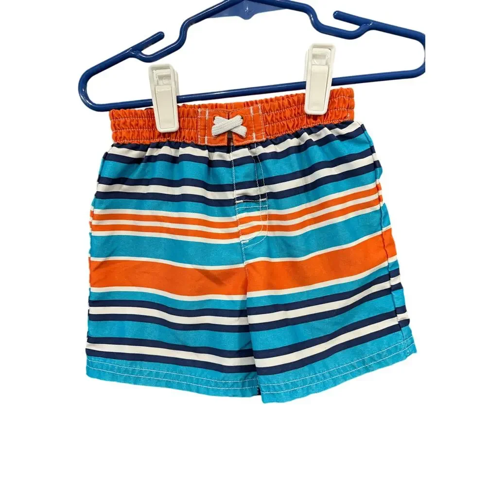 5/$10 Blue and Orange Striped Swim Trunks - Healthtex - 12mo
